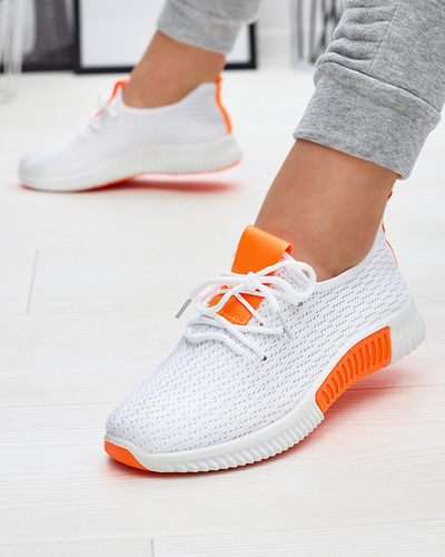 Weiße Damen-Sportschuhe mit orangefarbenen Einsätzen Kedeti - Footwear