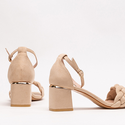 OUTLET Beige Damensandalen mit verziertem Gürtel Venesi - Schuhe