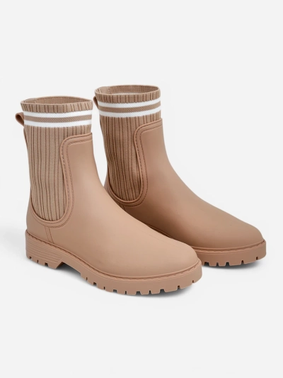 Royalfashion Damenregenschuhe mit hohem Stoffeinsatz Scarlesa