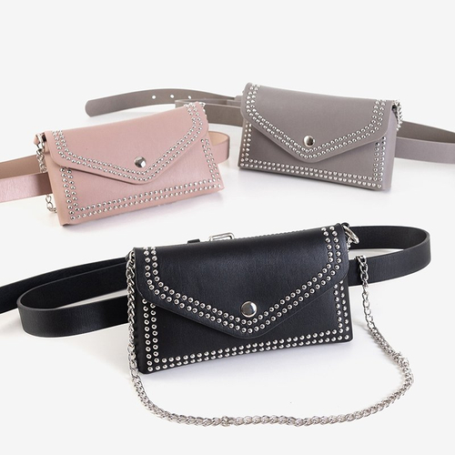 Сіра маленька сумка для нирок зі стразами - Сумочки