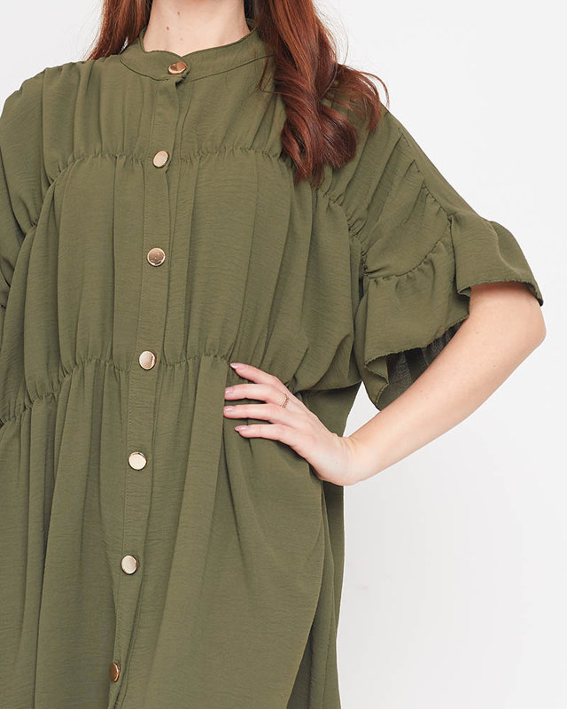 Knielanges Damenkleid in Khaki - Kleidung