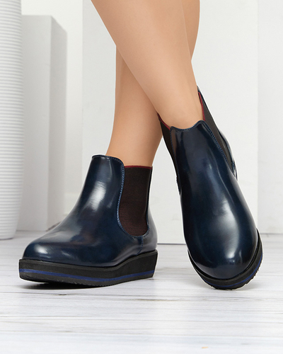 Сині жіночі чобітки на танкетці Stasia