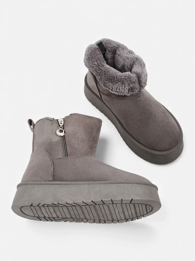 Damenstiefeletten Luna Grau Öko-Leder Elegant für den Winter