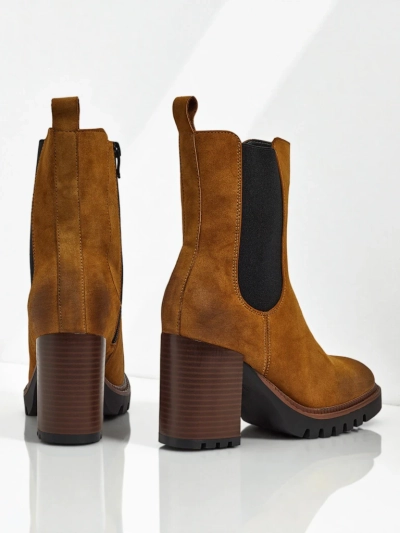 Damen Stiefeletten Soreya aus Wildlederimitat mit Blockabsatz