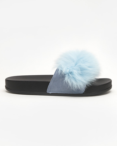 Hausschuhe mit Fell in blau Nate - Schuhe