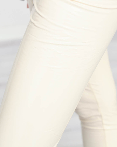 Cremefarbene Damen-Leggings aus Vinyl - Kleidung