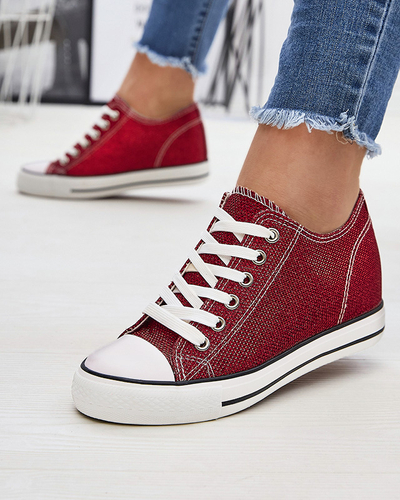 Rote Damen-Sneakers auf einem versteckten Anker mit glänzendem Faden Seggat- Footwear