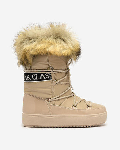 Royalfashion Hellbraune Schlupfstiefel a'la Schneestiefel für Damen Gomllo