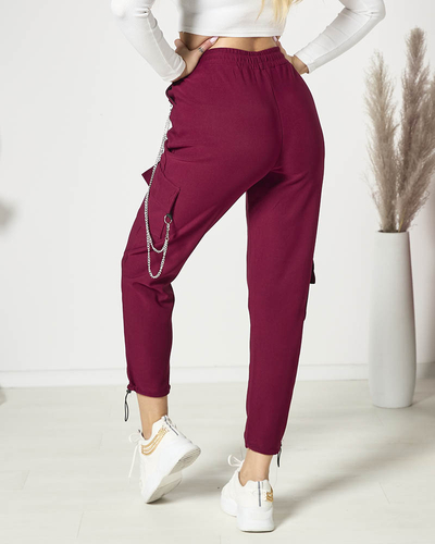 Kastanienbraune Damen-Kampfhose mit Ketten- Kleidung