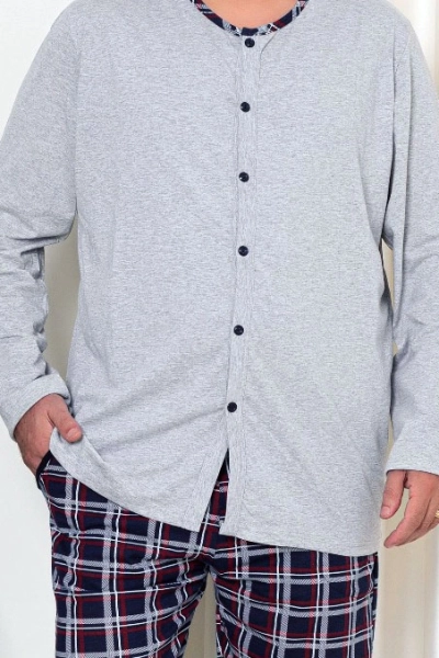 Royalfashion Herren Baumwoll-Pyjamas im karrierten Muster XXL