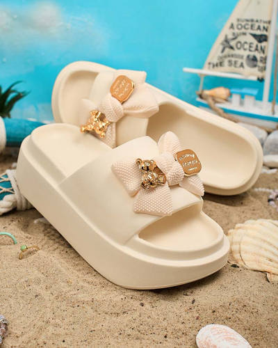 Royalfashion Damen-Gummi-Flip-Flops mit Zierschleife Nilm