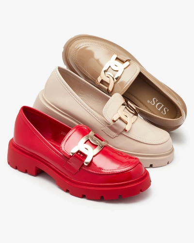 Світло-коричневі лаковані мокасини для жінок Pogola- Footwear