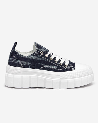 Marineblaue Damen-Sneaker a'la Jeans auf der Resi-Plattform - Schuhe