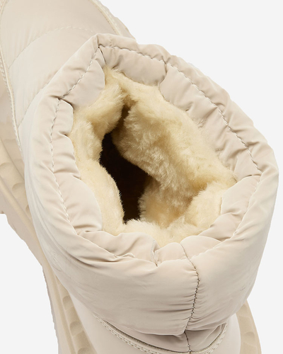 Royalfashion Damen Schlupf-Schneestiefel in Creme Farbe Ireda