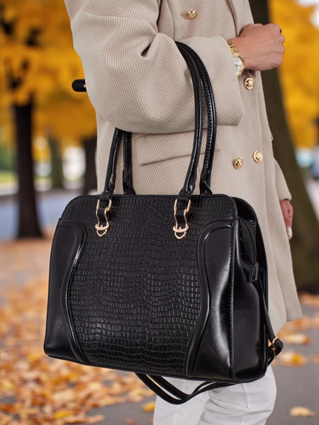 Damen Shopper Handtasche aus Öko-Leder mit Prägung Iron Lace