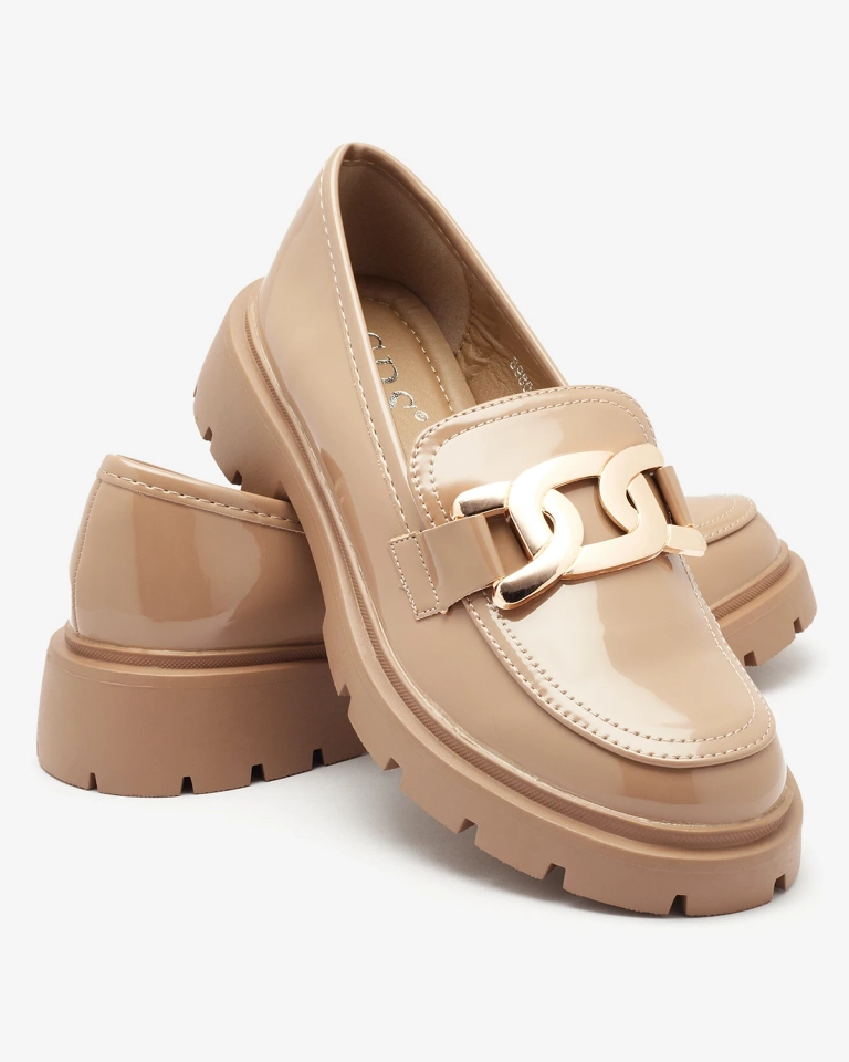 Hellbraun lackierte Mokassins für Damen Pogola- Footwear