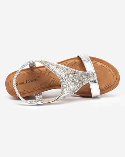 Damensandalen mit Keilabsatz in Silber Serrifo- Footwear