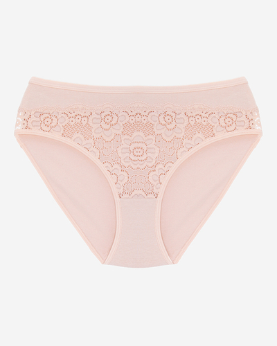 Бежеві жіночі трусики з мереживом