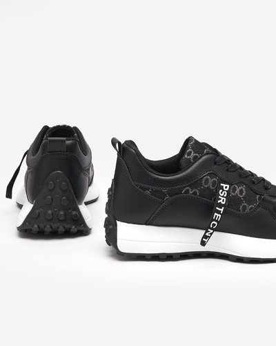 Schwarzer Damen-Sportschuh mit modischem Tentis-Muster - Footwear