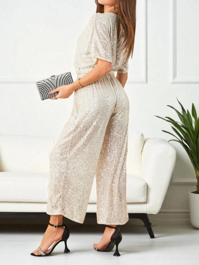 Royalfashion Lange Damenoverall mit Pailletten