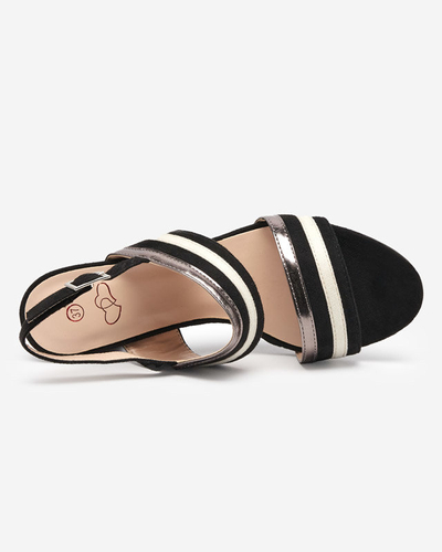 OUTLET Zebora-Sandalen aus Öko-Wildleder in Schwarz und Weiß für Damen - Schuhe