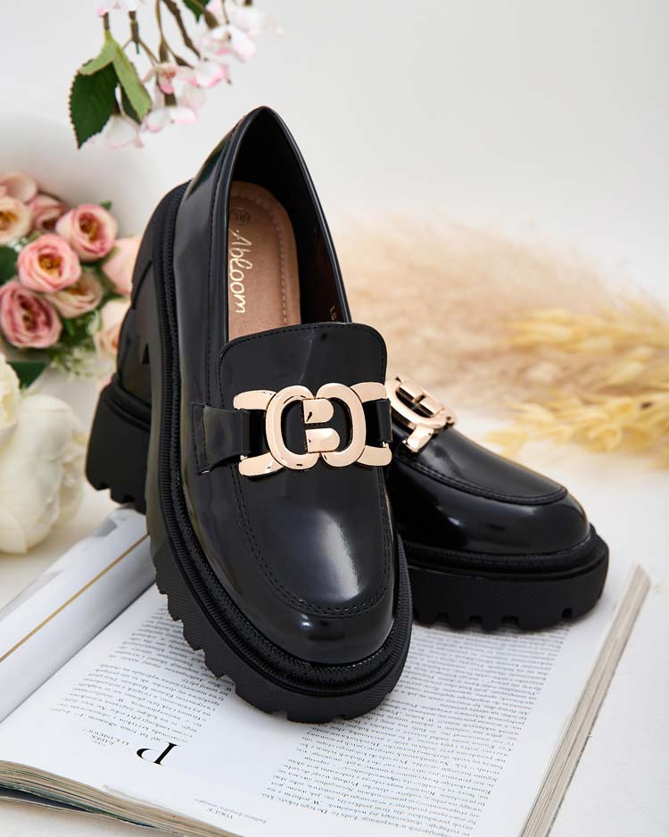 Royalfashion Damen lackierte Mokassins Bevevra