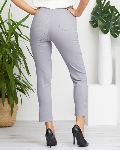 Graue Treggings für Damen mit Knöpfen - Kleidung