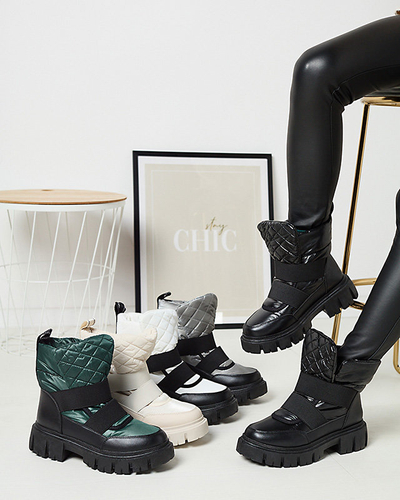 Damen-Schneestiefel auf flacher Sohle in schwarz-grau Ferory- Footwear