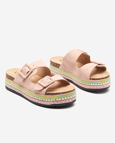 OUTLET Жіночі рожеві тапочки на товстій підошві Carisno - Взуття