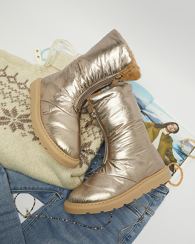 Rosa-goldene Damenschuhe a'la Schneestiefel Tirigga- Footwear