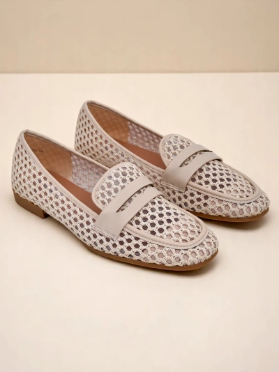 Beige Royalfashion Primavera Aelia Mokassins aus Stoff mit mandelförmiger Spitze