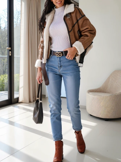Royalfashion Damen Baumwoll-Mom-Jeans