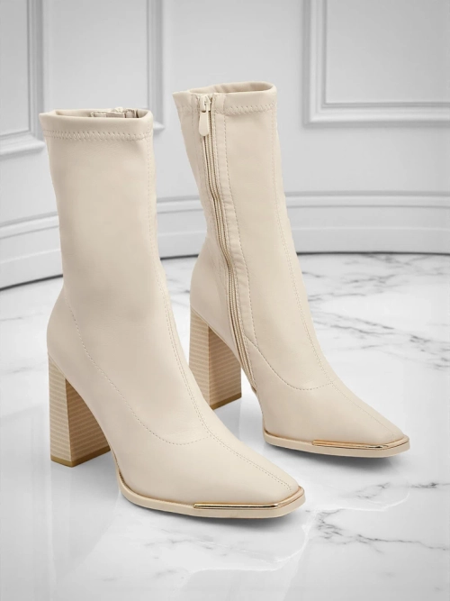 Жіночі ботильйони з екошкіри на підборах-стовпчику Morvella