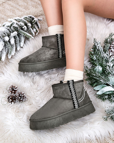 Royalfashion Damen Kurzstiefel a'la Schneestiefel mit Ornament Erititta