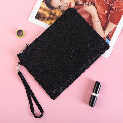 Schwarze Kosmetiktasche mit Glitzer - Handtaschen