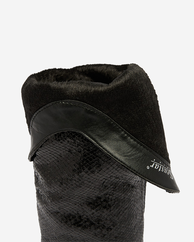 Schwarze Damen-Stiefel mit hohem Absatz und Prägung Elivea- Footwear