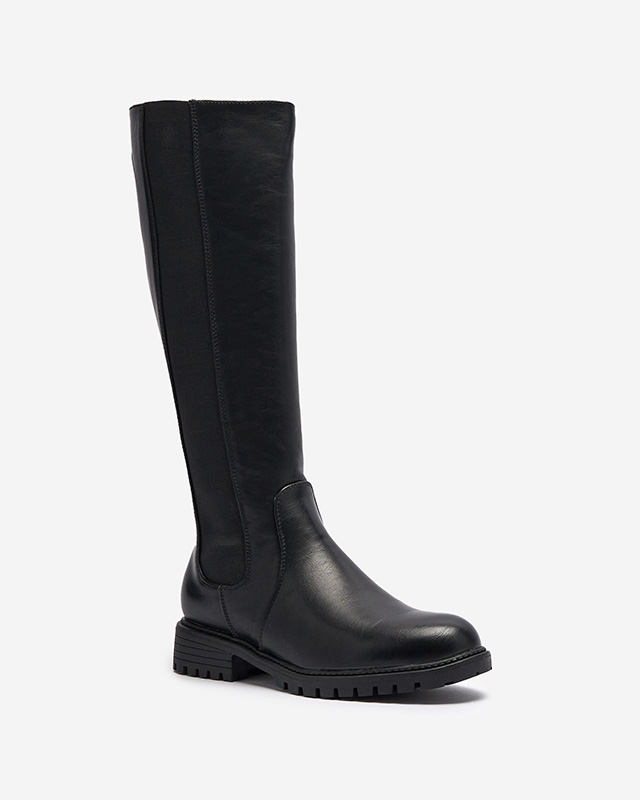 Kniehohe Damenstiefel mit flachem Absatz in schwarz Dexis - Footwear