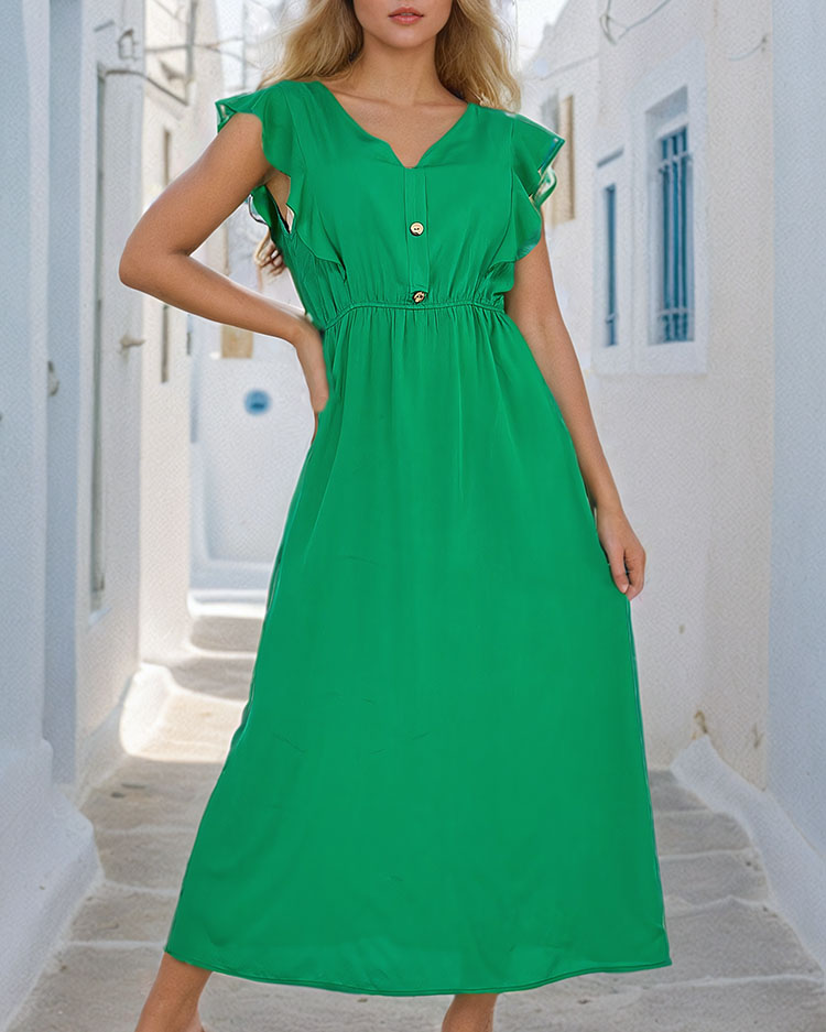 Royalfashion Damen Midikleid mit Knöpfen