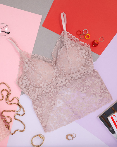 Рожевий мереживний бюстгальтер-бралет