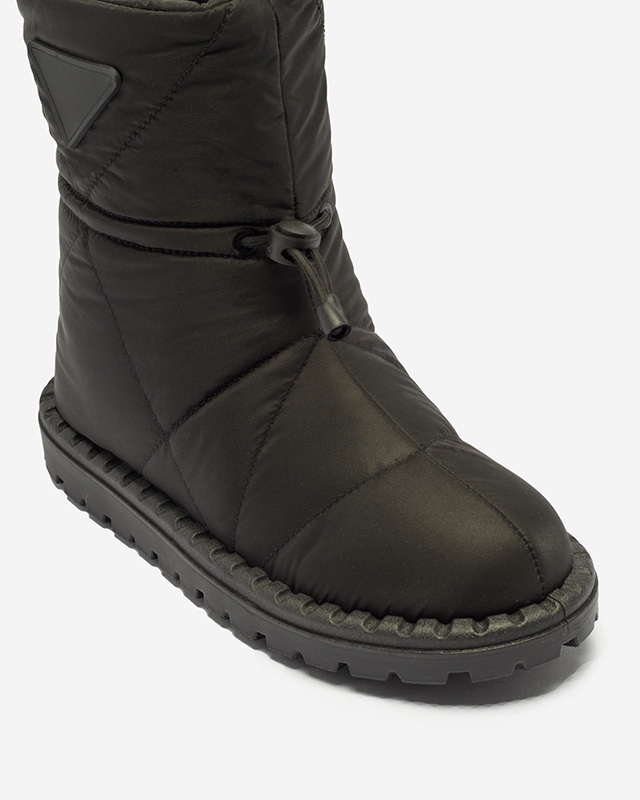 Schwarze gesteppte Damen-Schneestiefel mit flacher Sohle Ferri - Footwear