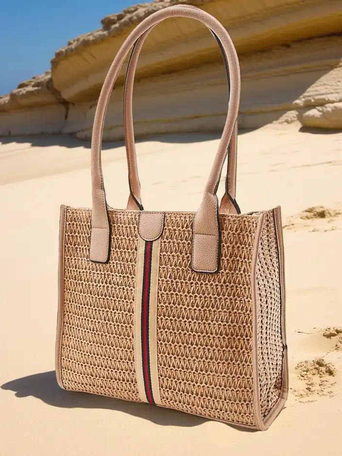 Royalfashion Große Strohtasche für Frauen im Sommerhandtaschenstil