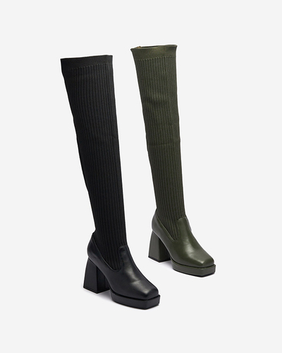 Dunkelgrüne Overknee-Stiefel für Damen Sarioga - Footwear