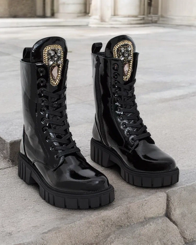 Royalfashion Damen Operre Schnürstiefel