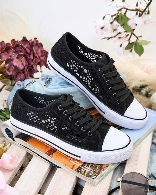 Жіночі кеди Calista Nero з мереживом, дихаючі - колекція Літо/Весна