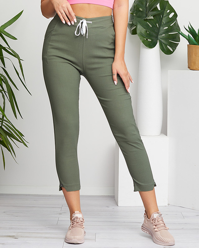 Einfache Stoffhose für Damen in dunkelgrüner Farbe - Kleidung