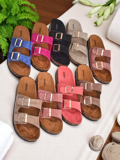 Royalfashion Damen Flip-Flops mit Schnallen Foumy
