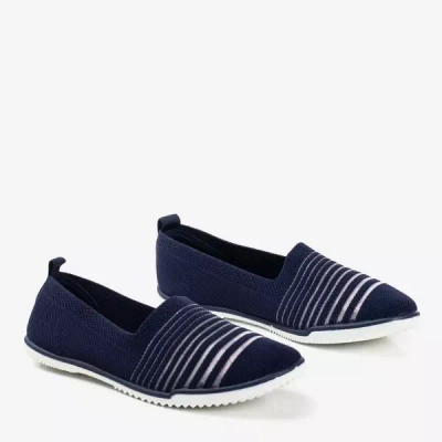 OUTLET Dunkelblaue Slip-On-Sneakers mit Streifen von Yeqa - Footwear