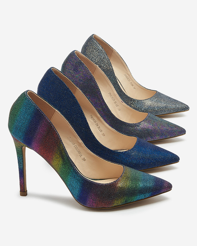 Graphitfarbene holografische Damen-Stiletto-Pumps Soddo- Footwear