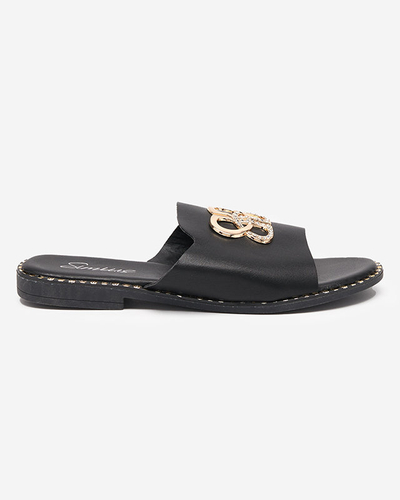OUTLET Schwarze Damenhausschuhe mit goldener Verzierung Silobi- Footwear