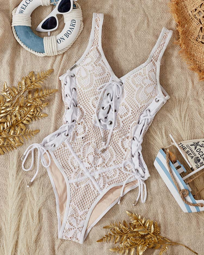 Жіночий білий мереживний купальник One Piece - Нижня білизна